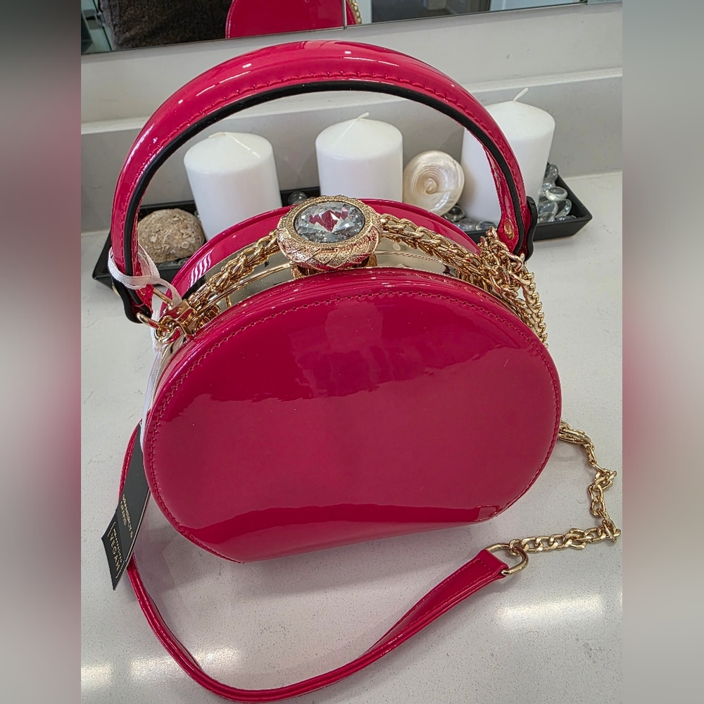 NWT Gramercy & Grand Glamorous Glossy Pink and Gold Mini Bag Bling